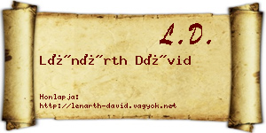 Lénárth Dávid névjegykártya